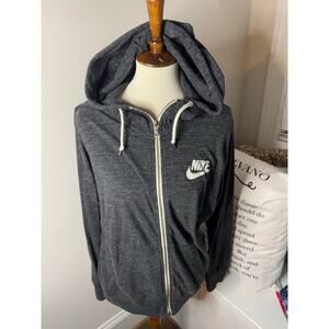NIKE Size XL Womens Gray Organic Cotton Blend Full Zip Pocket Athletic Jacket